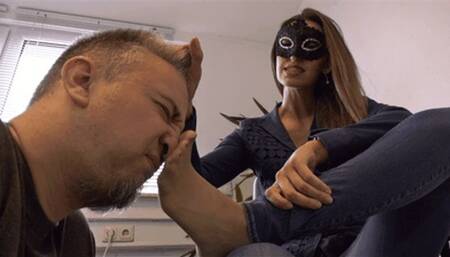 Pathetic colleague turned into my foot servant