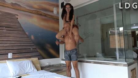 Pervert Lifting Shoolgirl Bella Being Naughty