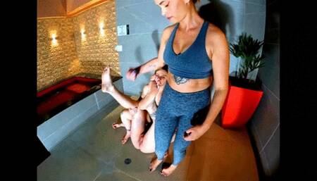 Double domination ballbusting redhas and blond, part 3, by Manu Albertine, BJJ Bad Girl and Fabian, (cam by Natalia) FULL HD