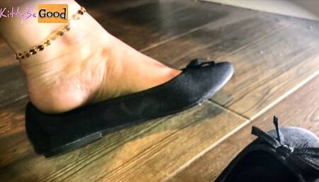 Shoe Dangling In Flats Candid Close Up Arches And Soles