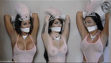 Mila, Zeena & Charlie in: Some of Our ShowGirls are Missing!: Busty Nabbed Beauties Deftly Escape Their Moorings - But are Quickly Recovered! (WMV)