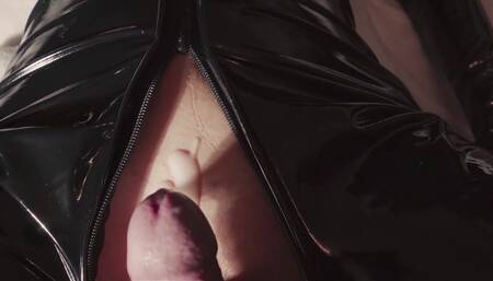 I Love Cum on My Latex Catsuit - Latex Cumshot Compilation
