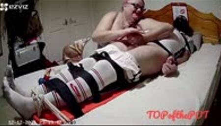 Cock and ball torment on a strapped down footballer