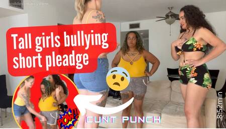 Tall girls bullying short pledge - cunt punch