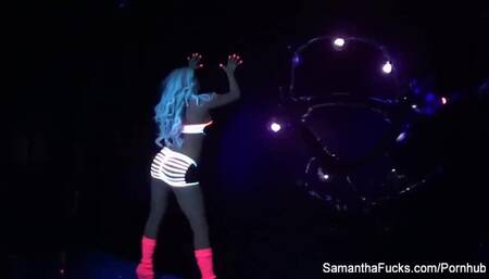 Samantha's silicone tits action