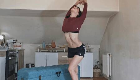 Yoga and posing to show off my perfectly fit belly