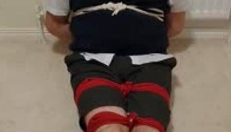 Bound and gagged in adult school uniform in my isolation room 1