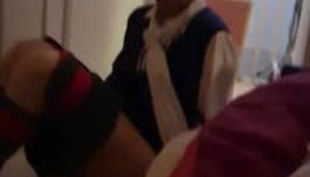 Bound and gagged in adult school uniform and made to crawl