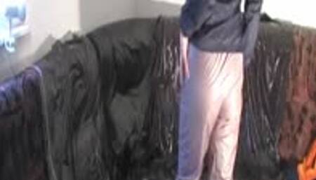 Sasha wears dungarees and a rustling nylonjacket - 20