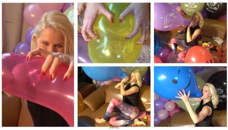 Anna with her new galaxy leggings under a balloon arch - Part One HD