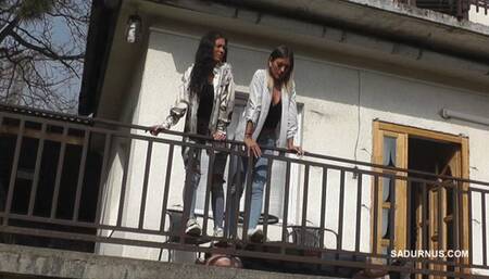 Olga and Natasha are trampling on the terrace wmv