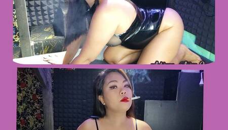 Ashiana on shiny PVC suit