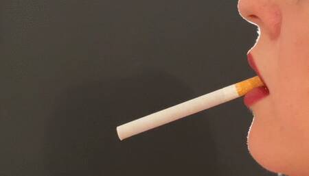 Full dangle intense smoking in extreme close up