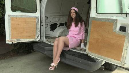 Van Strip! Pretty in Pink Discards Costume to Get a Ride Home - Starring Lexi Holland - MP4 1080p