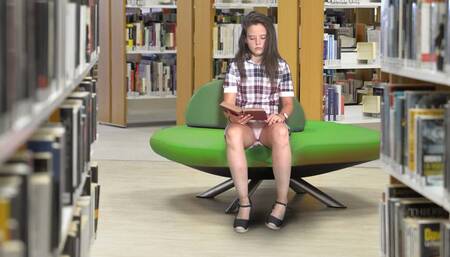 Upskirt in book store