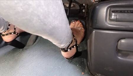 Studed high heels driving