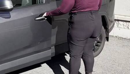 Addison with Gold Heels and Nylons