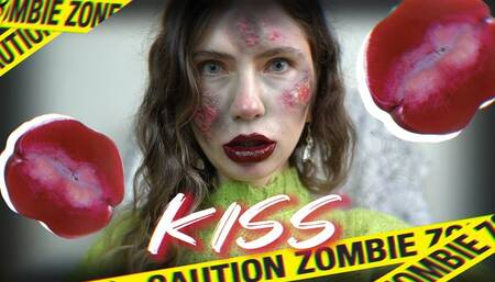 Hungry zombie girl kiss