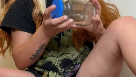 Making a container of Pee for you to drink~