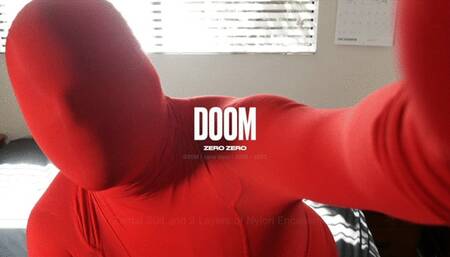 Triple encasement with Nylon Pantyhose and Tights on top of Pink Spandex Zentai