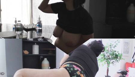 TITS OUT BIRTHDAY MONTH MUKBANG CHOCOLATE CAKE a burp AND SOME HAPPY ENDINGS FARTS