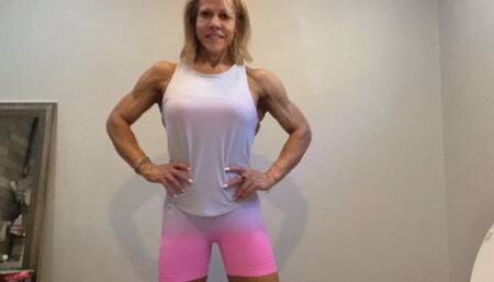 Pink Tight Shorts Full Body Shredded Flex