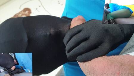 208 POV Nora Fox Star Trek with green pantyhose encasement nylon