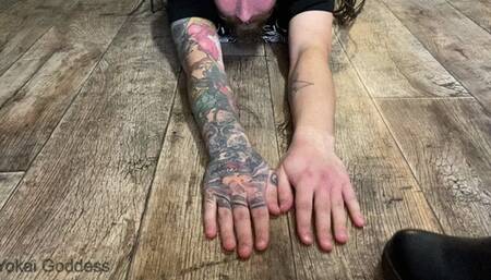 Sadistic painfull hands and especially fingers in ankle boots with rough soles