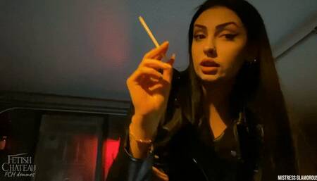 Serve Mistress Glamorous as her human ashtray POV