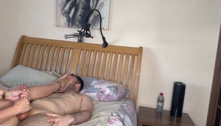 Foot Smelling Handjob with a Humanatm for a Challenge