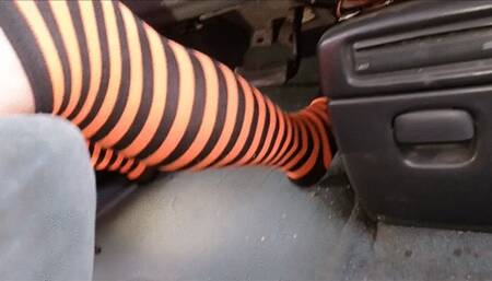 Halloween socks driving