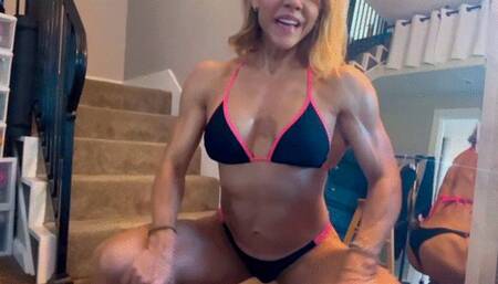 Bikini Muscles Talks Leg Crossing Muscle Worship Barefeet