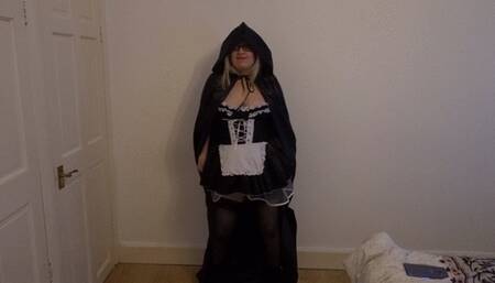 French maid in stockings striptease