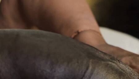 Auntie Cinnamon Grips My Uncut BBC With Her Juicy Heels and Toes