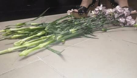 Flowers smash in platform clogs crush fetish cam 1