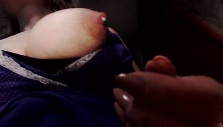 Milking boobs, spray n drop it