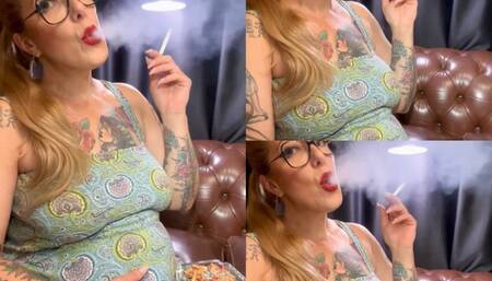 NEWPORT - Mature Woman, Veteran Smoker and Pregnant, Smoking for Two - Deep Inhales, Long Drag, Cough - Custom No Names Mentioned