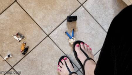 Madam stomps you under black flip flops - HER perspective HD