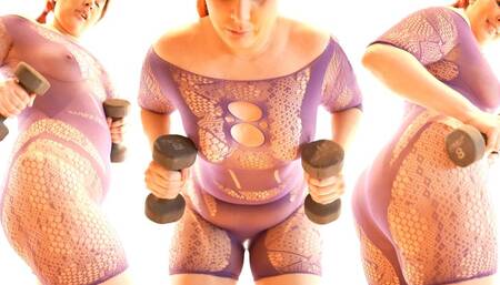Getting Sweaty in Fishnets Weightlifting