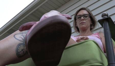 Relaxing Outside With Pink Sandals, 1st