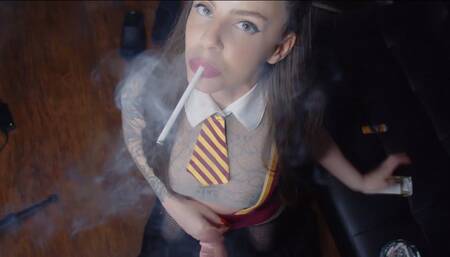Smoking Spellbinding School Girl Sucks Cock v2