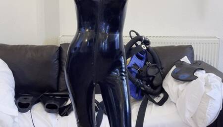 latex rubber catsuit thick wetsuit finns hood scuba cum