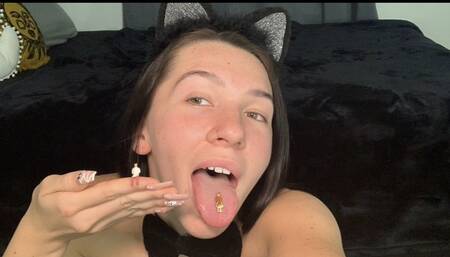 Spooky kitty finds a stash of tinys!