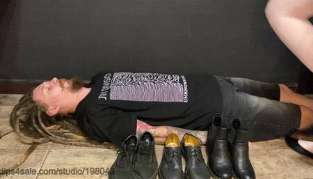 Trampling in 4 pair of shoes