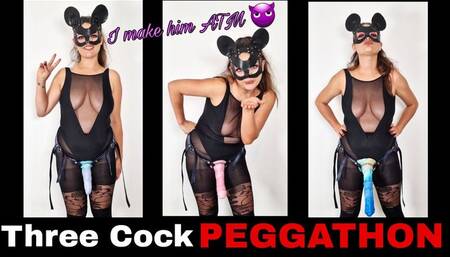 Femdom Mistress Hardcore Epic Peggathon Huge Dildo Pegging Session ATM Sucking Asshole Destruction