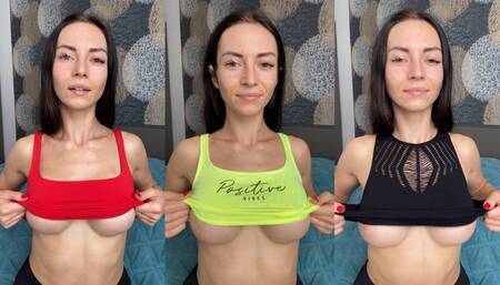 Changing tops & flashing tits, eye contact