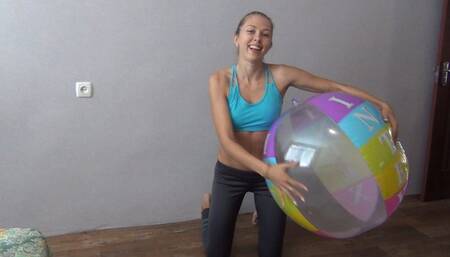 Svetlana's morning fun with a inflatable ball