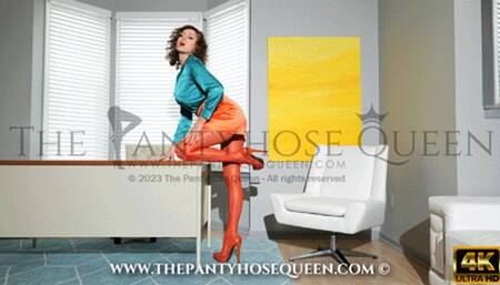 Modeling Danskin Ultra Shimmery Salmon Pantyhose Tights - 4K