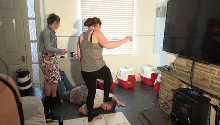 3 Girls Walk On The Slaves Hands & Head