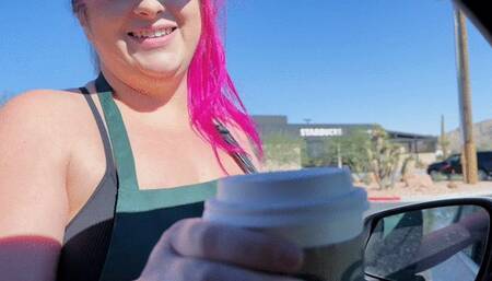 Barista Bimbo Milks Cock